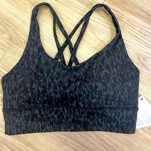 NWT lululemon energy longline sports bra size 6 medium black camo